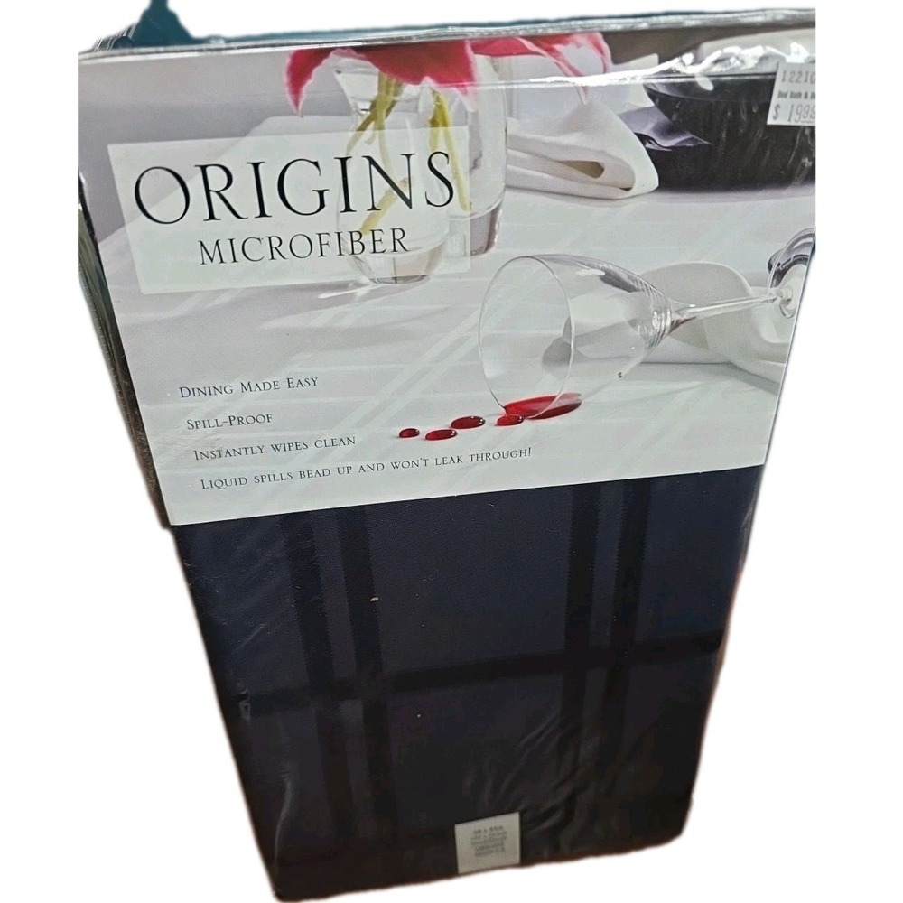 Origins Tablecloth 60" X 84" Navy  Oval‎ Spill Proof Microfiber New